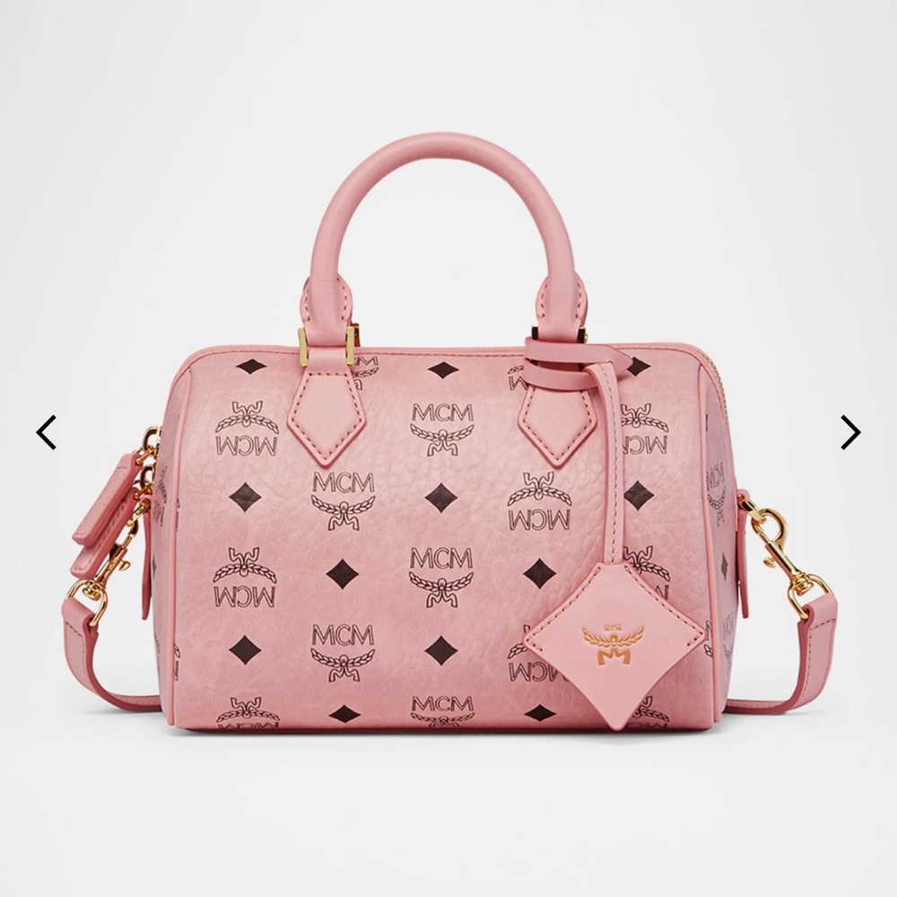 MCM Signature Boston Bag in Blush